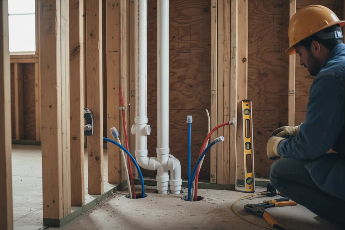Drain and supply rough-in during Leak Detection in Lake City
